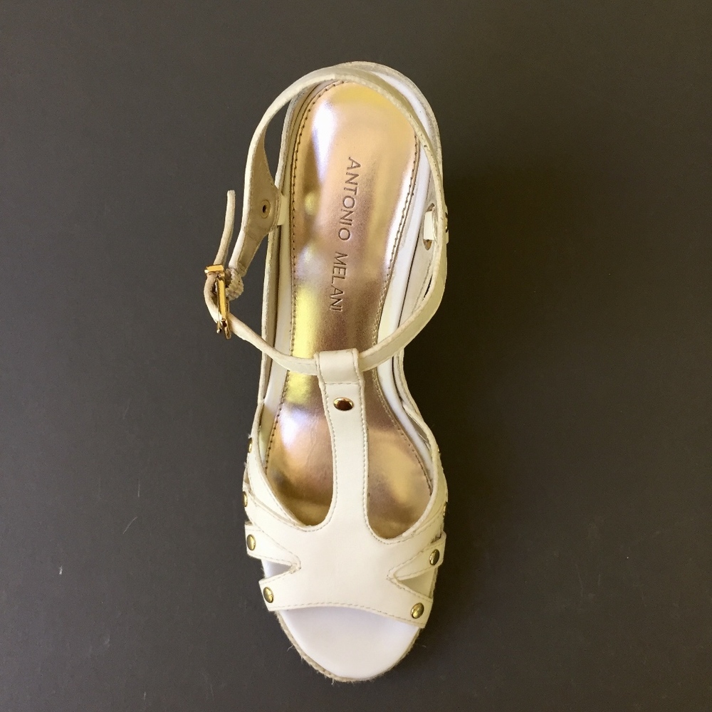 Antonio Melani Leather Wedge Platform Espadrille Sandal size 8.5 - Picture 4 of 7